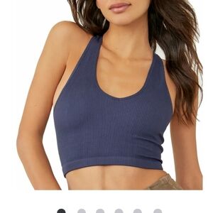 FP Movement by Free People Deep Blue Ribbed Crop Top